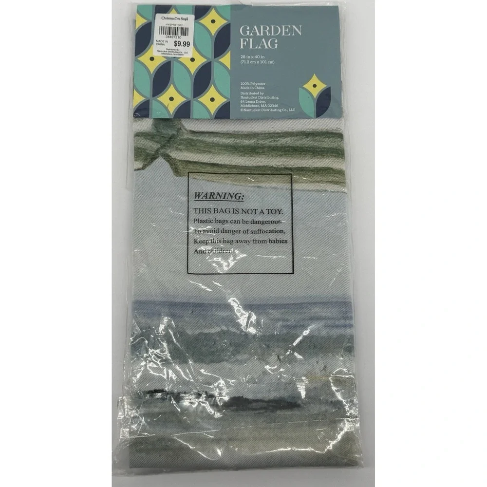 Nantucket Distributing Seas the Day Beach Garden Flag 28x40 Coastal Summer Decor